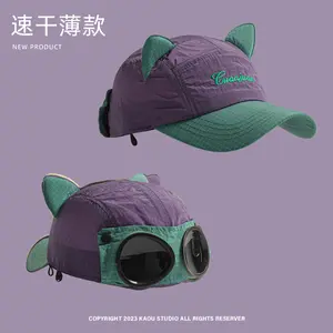 Personalized Cat Ear Sunglasses Pilot Hats for Men and Women Summer Casual Sunscreen Color Matching Quick-drying Baseball Cap