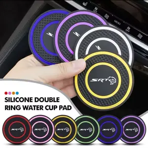 2pcs Silicone Car Anti-Slip Water Cup Pads Accessories For Dodge SRT Charger