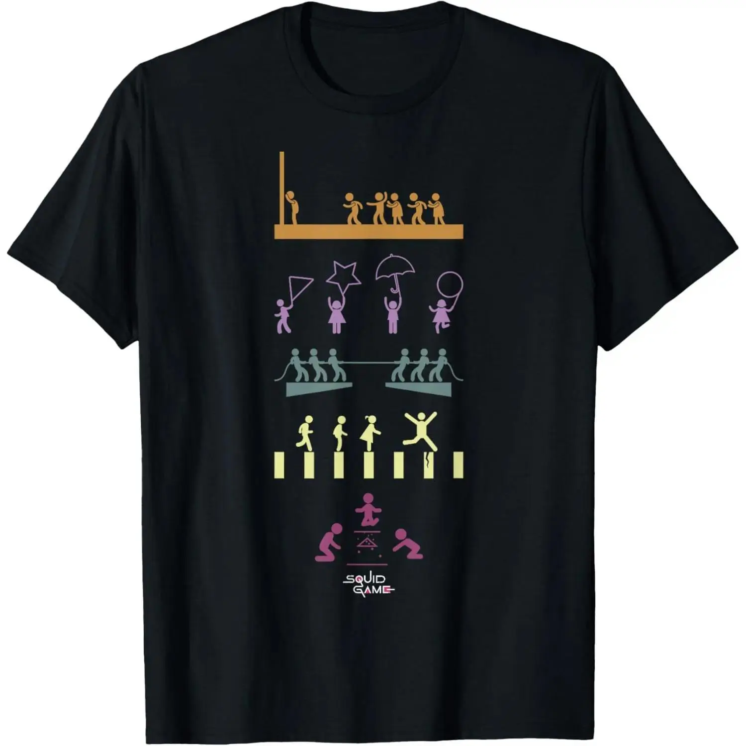 Squid Game Inspired Graphic Tee - Iconic Players & Symbols Design Cotton T-Shirt for Netflix Fans, Pop Culture Enthusiasts & Trendy Streetwear - Comfortable Casual Statement Top