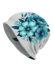 Outdoor Hats Bouquet Of Teal Flowers With Leaves Thin Hat Bonnet Special Skullies Beanies Caps Men Women's Earmuffs