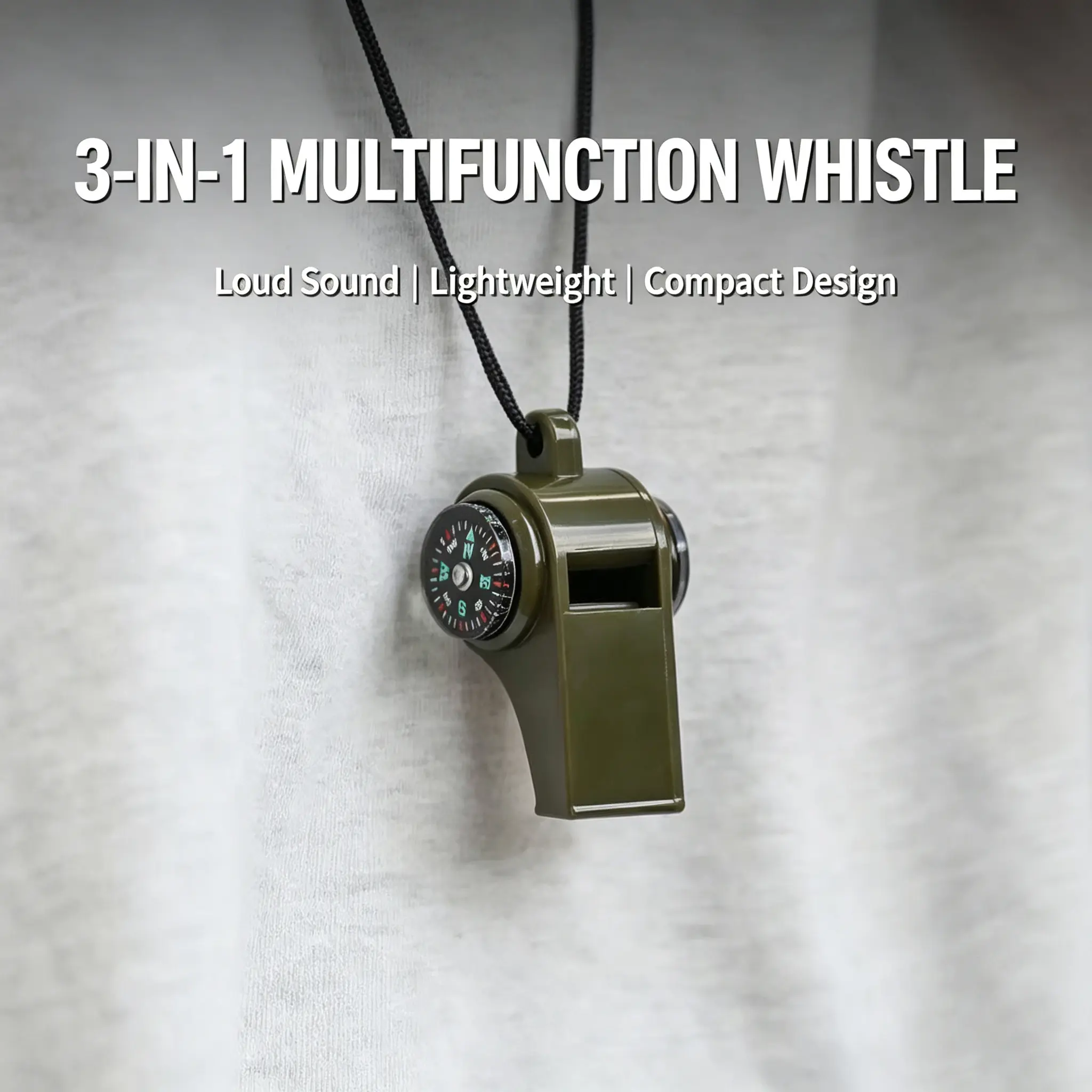 1 Piece - 3-in-1 Emergency Survival Whistle with Liquid-Filled Compass, Loud High Decibel Outdoor Safety Whistle, Lightweight Portable Survival Signal Whistle for Hiking, Camping, Backpacking, Outdoor Adventure