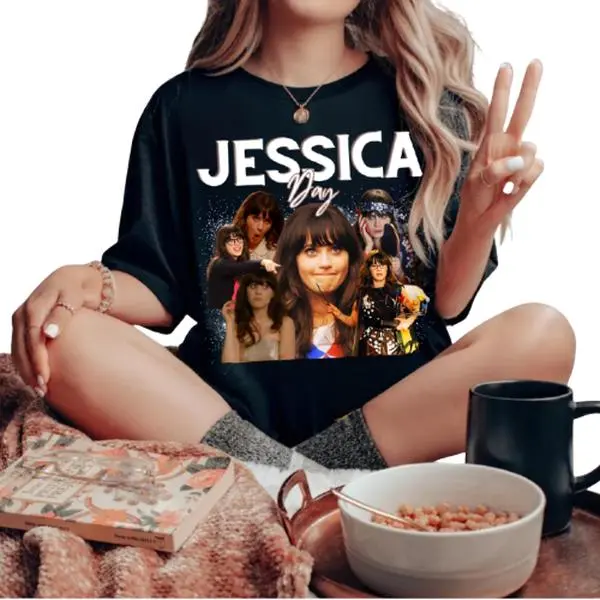 Women's Vintage Jessica Day Shortsleeve Spandex T-Shirt - Casual Fit, Ideal for New Girl Fans