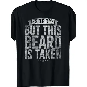Men'S Plus-Size Funny Sorry This Beard Is Taken T-Shirt | 100% Oversized Casual Tee with Beard Print, Loose Fit, Short Sleeve, Crew Neck, Machine Washable, Humorous Gift for Bearded Men