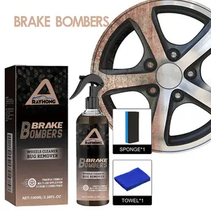 Brake Bombers Wheel Cleaner Kit - 100ml Professional Formula for Alloy Rims, Safe & Effective Rust & Dust Remover, Includes Sponge & Cloth for Easy Application