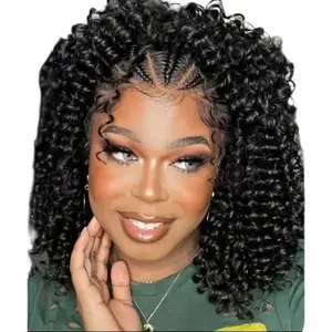 Onime' Braided Human Hair Wigs 220% Density 13x4 Full Lace Frontal Braids Wigs 100% Human Hair Fully Handmade Braided Wig for All Occasions