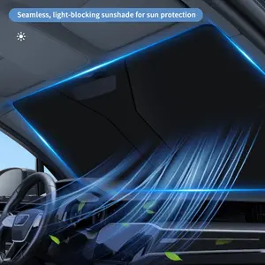 2025 New Titanium Silver Car Sunshade - 4-Season Use, Sun/Heat/UV Block, Frost/Snow Protection, Fits 90% Vehicles, Easy Install, Foldable, Front Windshield Visor, 140cm x 75cm, Seamless & Opaque