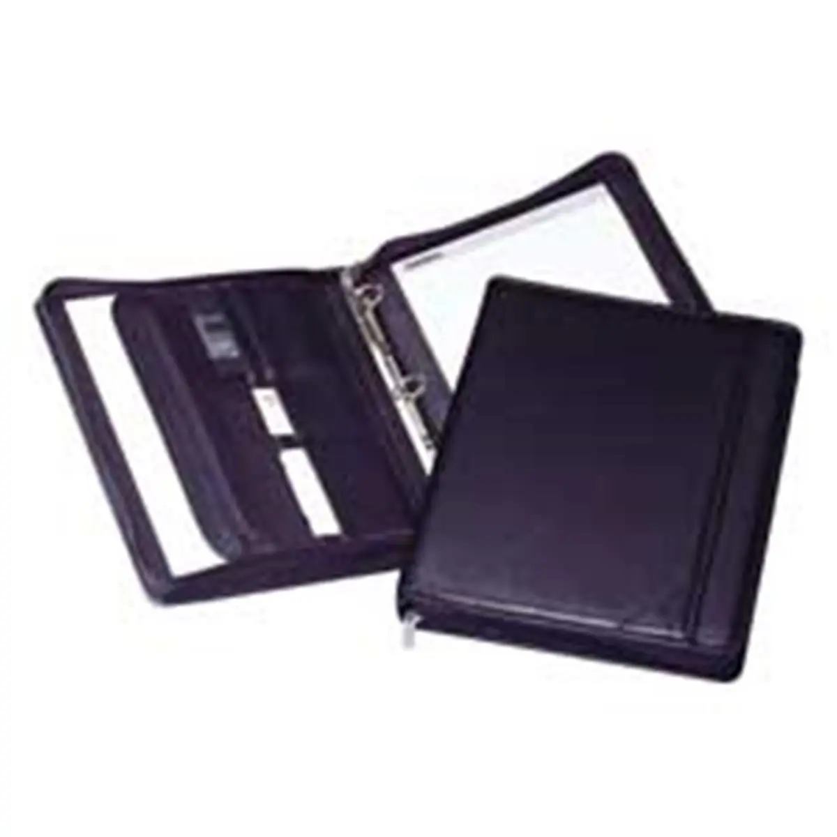212 MAIN Zippered Vinyl Nappa Binder Folder - Softly Padded Office Stationery Accessory, Letter Size, 2 Exterior & 1 Expandable Pocket, Black Document Organizer Binder with Zipper Security, Business Card & CD Pockets, Business Card And Cd Pockets