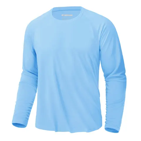 MAGCOMSEN Men's Fitted Cut UPF 50+ UV-Protective Long Sleeve Crew Neck Shirt, Lightweight Quick Dry Polyester Top for Running, Workout & Hiking