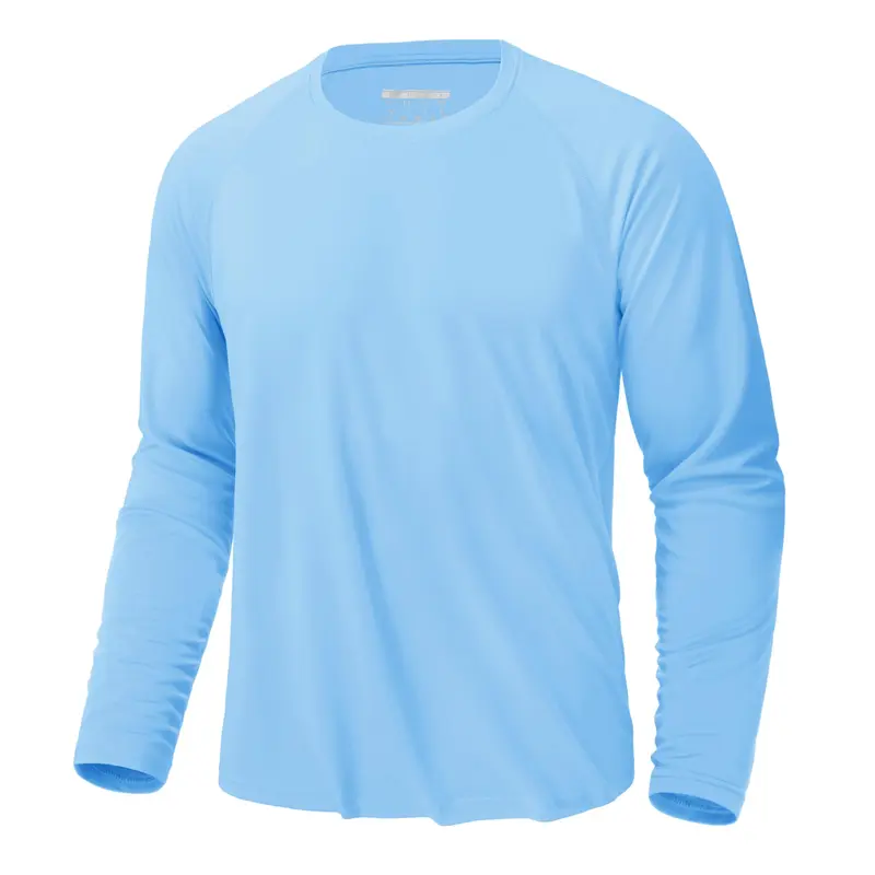 MAGCOMSEN Men's Fitted Cut UPF 50+ UV-Protective Long Sleeve Crew Neck Shirt, Lightweight Quick Dry Polyester Top for Running, Workout & Hiking