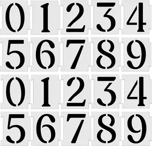 Curb Stencil Kit  4 Inch 0-9 Address Number Stencils 20Pcs Reusable 14 Mil Mylar Plastic Templates Painting on Road Wall