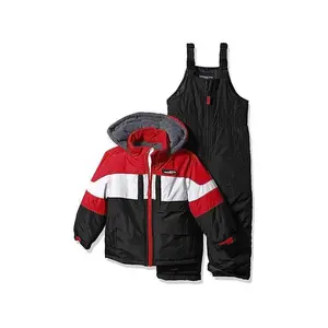 LONDON FOG Big Boy's 2-Piece Colorblock Coat & Snow Bib Snowsuit Set, Red, 10/12