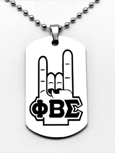 Phi Beta Sigma Fraternity Stainless Steel Necklace with "ΦBΣ" pattern design, suitable for parties, sports and outdoor activities, party gift accessories, perfect gift for family and friends, Initial Necklace Jewelry