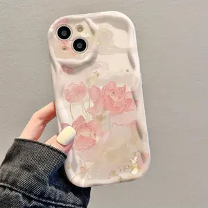 Ink Painting Pink Lotus Soft Shell Suitable for Iphone16/15Promax/14/13/12/11/Mini Mobile Phone Shell Protective Protection