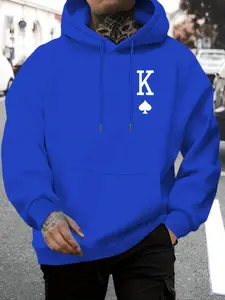 Men's Fashion Letter Print Hoodie, Casual Drawstring Pullover with Kangaroo Pocket, Comfortable Versatile Fall Winter