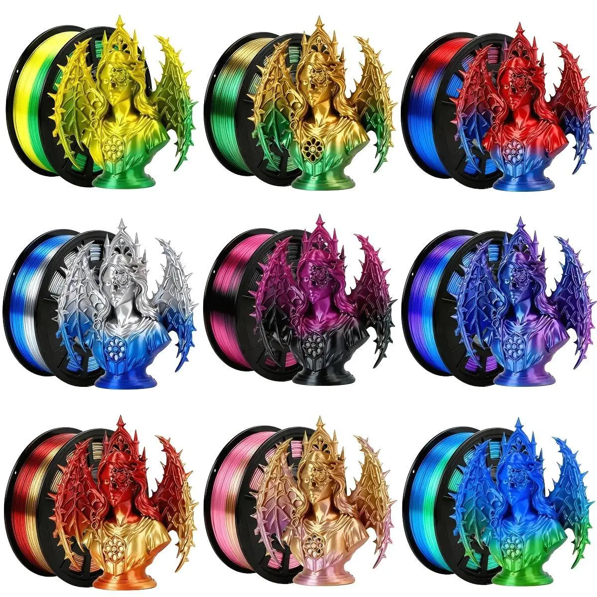 Dual-Color 3D Printing Filament PLA Material, PLA 250G, Diameter 1.75Mm +/- 0.02Mm High Precision, Suitable for Most 3D Printers, Vacuum Packaging, Smooth Printing, Reliable Quality, Suitable for Beginners And Hobbyists