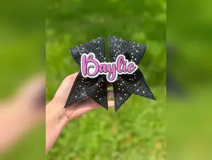 Black Rhinestone Cheer Bow