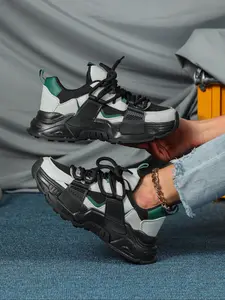 Women's Fashion Colorblock Lace Up Platform Sneakers, Trendy Walking Sneaker, Casual Comfortable Breathable Low Top Shoes, Female All-match Round Toe Sports Shoes for Daily Wear