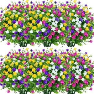 24 sets of classic UV-protective artificial box-shaped trees, with plastic green plants, suitable for indoor outdoor hanging garden porch window sill flower boxes for home, wedding, farmhouse decoration, Flower design