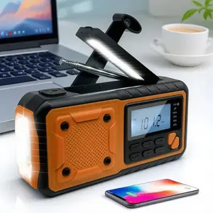 Solar Powered Hand Crank Radio, 4000mAh Large Capacity Emergency Radio, AM/FM Weather Alert Radio, Portable Phone Charger, Outdoor Camping Emergency Power
