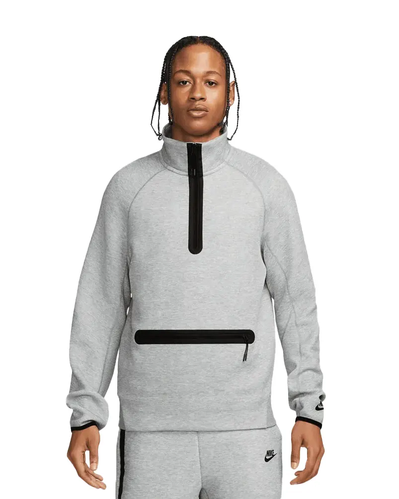Men's Nike Sportswear Drk Gry Matte Slvr Tech Fleece Half Zip Sweatshirt