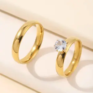 2pcs Simple Fashion Couple Ring, Elegant Wedding/Engagement Rings, Perfect Jewelry Gift For Holiday