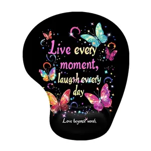 Butterfly Pattern Mouse Pad with Wrist Rest, Non-slip Base Mouse Pad, Wrist Support Mouse Mat for Gaming, Working, Learning, Universal Mouse Pad