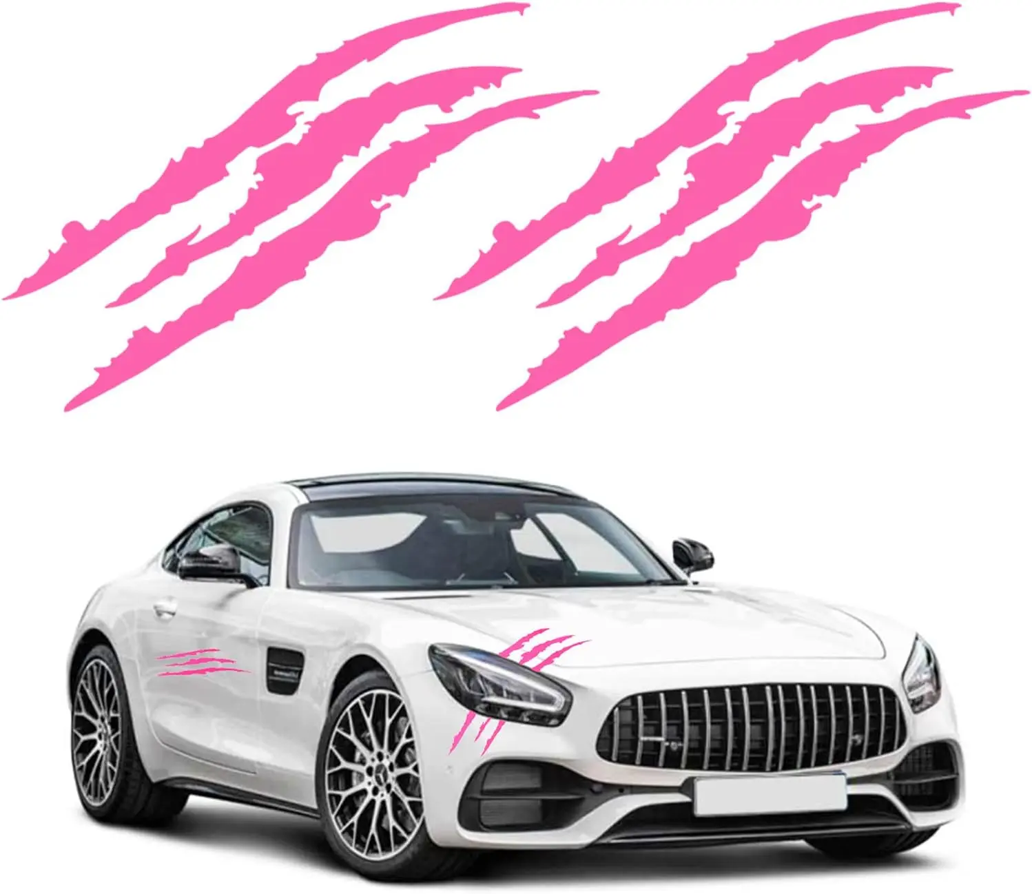 Aggressive Look Decorative Claw Mark Car Decals, 16-in Easy-Apply Long-Lasting Headlight Stickers for Dodge Challenger Charger, Pack of 2 (Pink)