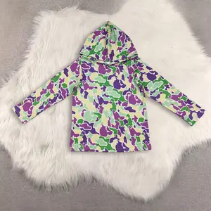New Clothes Kids Boys Camouflage Hoodie Purple Yellow Green Mardi Gras Print Casual Long Sleeve Jacket for Children