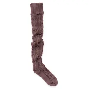 Women's Chunky Cable Knit Over-the-Knee Socks - Purple Haze Cozy Hosiery with Secure Fit for Warmth Boost, Cozy Socks