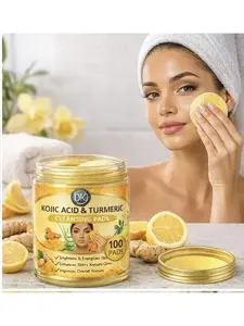 Turmeric Kojic Acid Cleansing Pads – Face Cleanser & Exfoliation, Balances Skin Oil, 100 Count