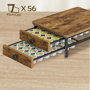 Coffee Pod Drawer Holder for K Cup, 56 Pods Capacity, 2 Tier Organizer for K Cup, Coffee Pod Organizer for Countertop, Space Saving, Easy Assembly, Rustic Brown #SpringSale #BigSpringSale