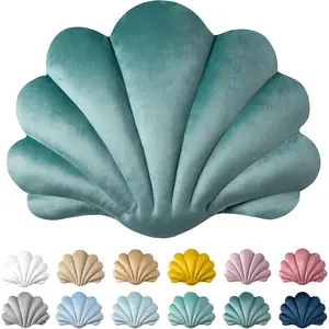 Throw Pillows Shell Shaped Accent Throw Pillow, Soft  Insert Included Cushion for Couch Bed Living Room, Pack of 1, Lake Blue, 14 X 11 inches
