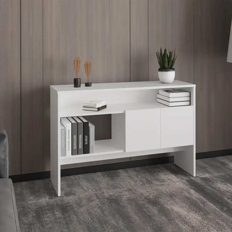 Bellagio 48.7" Wide 2-Tier Narrow Bellagio Console Table with Double-Door Cabinet
