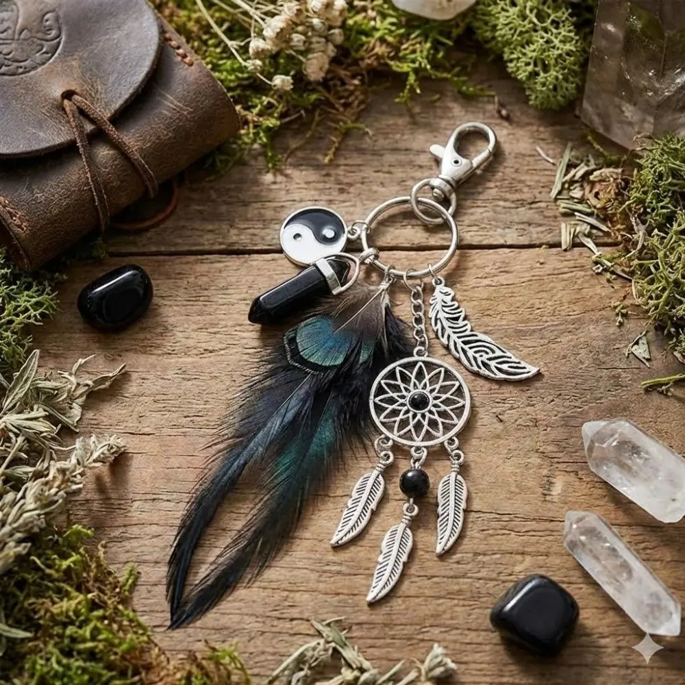 Handwoven Dreamcatcher Feather Keychain with Tassel, Bohemian Style Pendant Accessory for Bags, Handcrafted Natural Decor, Ornamental Keyring Fringe Charm.