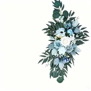 Blue Rose Artificial Flower Wall Corner Arrangement, Wedding Arch Decor, Welcome Area Background, DIY Scene Decoration