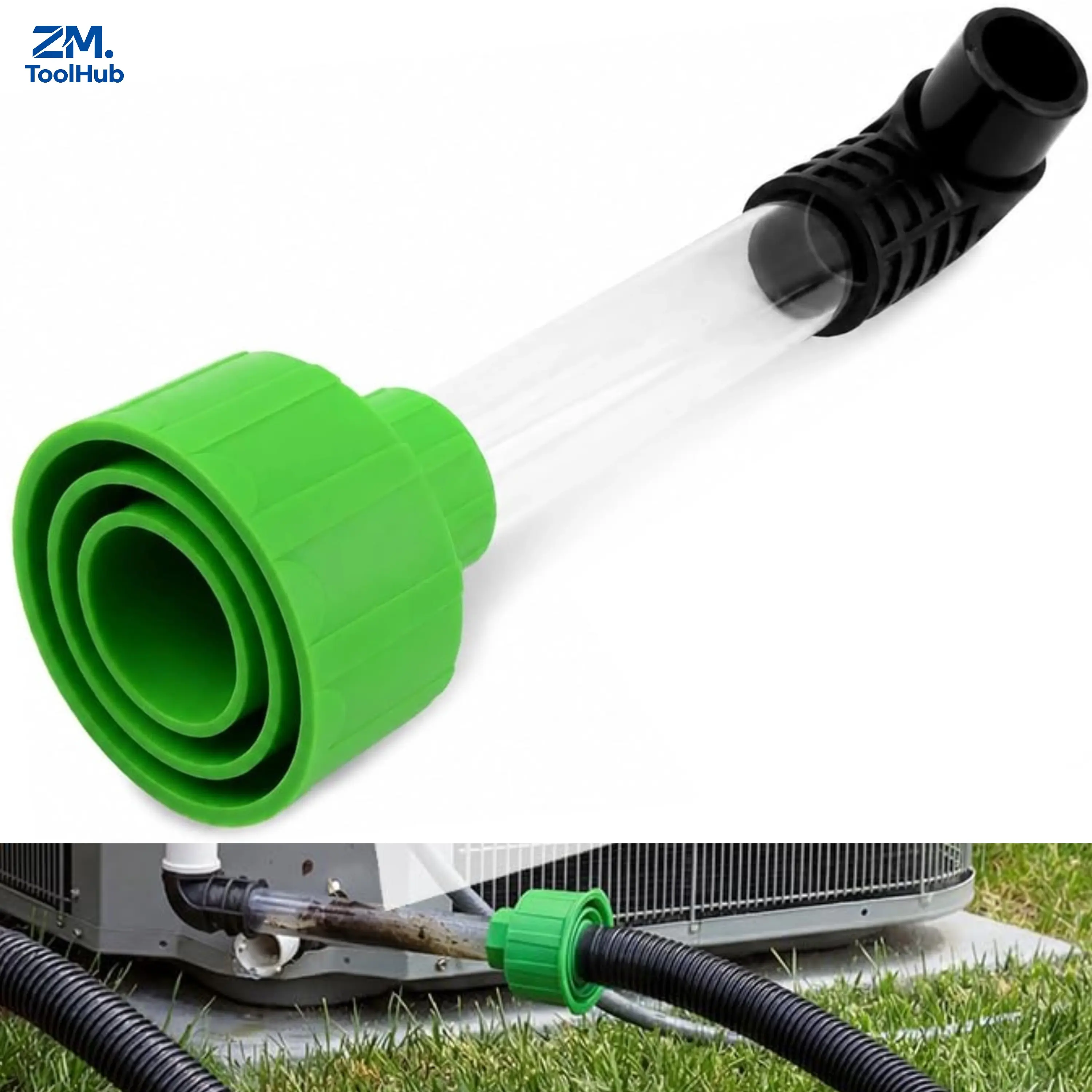 1 PACK Heavy Duty HVAC Drain Tool A/C Condensate Drain Line Cleaner Adapter, AC Drain Line Unclogger Universal Vacuum Attachment for Air Conditioner Maintenance