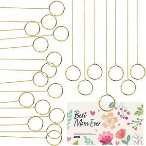 40 Pcs Floral Card Holder Picks, 12 Inch Round Picture Holders, Photo Holder Pick Stick, Gold Floral Place Card Holder, Floral Picks Clips, Photo Picture Holder for Weddin