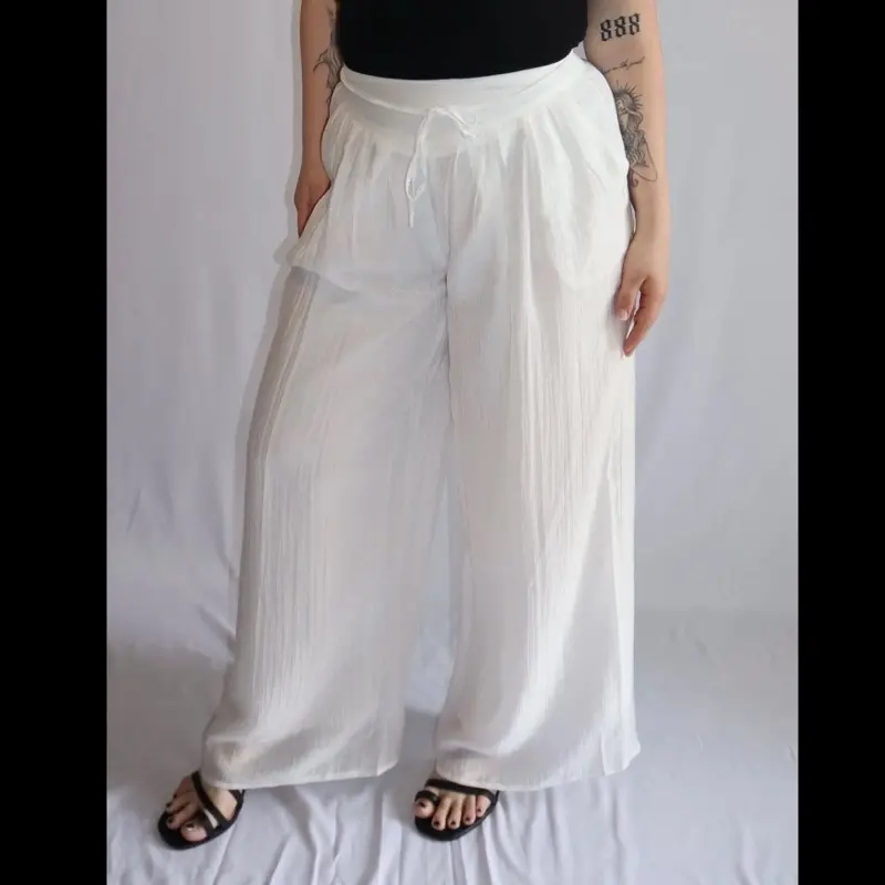 Solid Pleated Wide Leg Pants