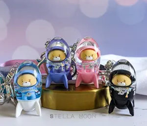 Rocket Keychain, Kawaii Astronaut Liquid Key Chain, Cute Space Ship Universe Shaker Accessory, Glitter Fidget Toy Bag Charm, Planet Gifts cute keychain