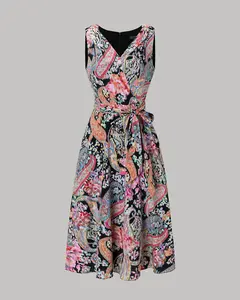CrepeShine BLACK PINK PAISLEY Dress