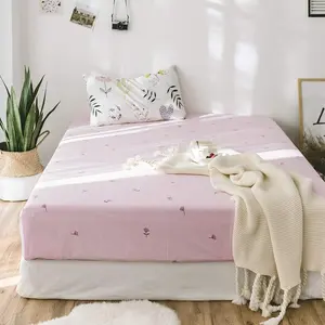 Soft Cotton Fitted Sheet Queen Size Deep Pocket for Kids Bed Pink Floral Bedding Sheet 1 Piece Deep Pocket,Breathable Cotton,Wrinkle Free,15" Fitted Sheet Cooling Bed Sheet