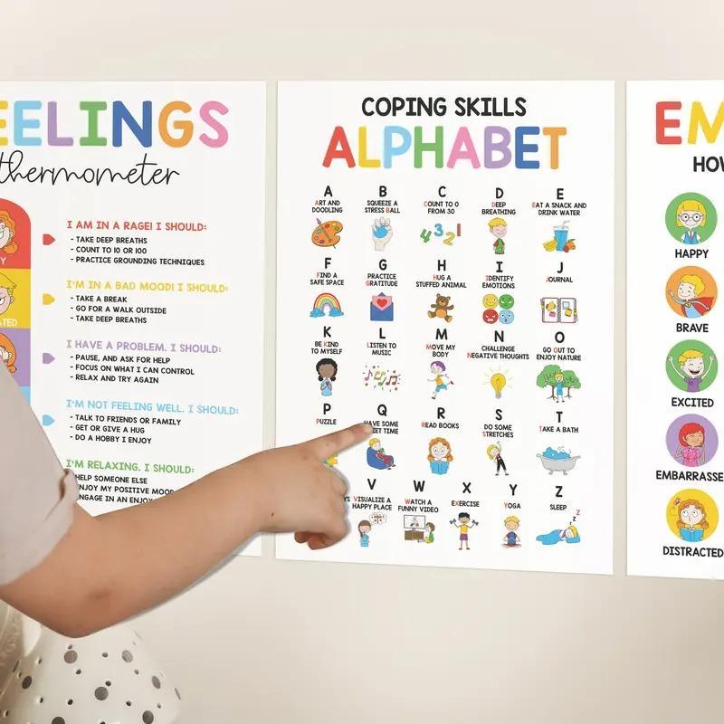 Calming Posters – ESL 12Pcs (10x14),Emotions Chart for Kids,Calm Down Corner Supplies,Classroom & Therapy Decor Visual Learning to regulate emotions and emotional intelligence Tools,Educational Emotion Learning for Classroom,Counselor Office Decor Set