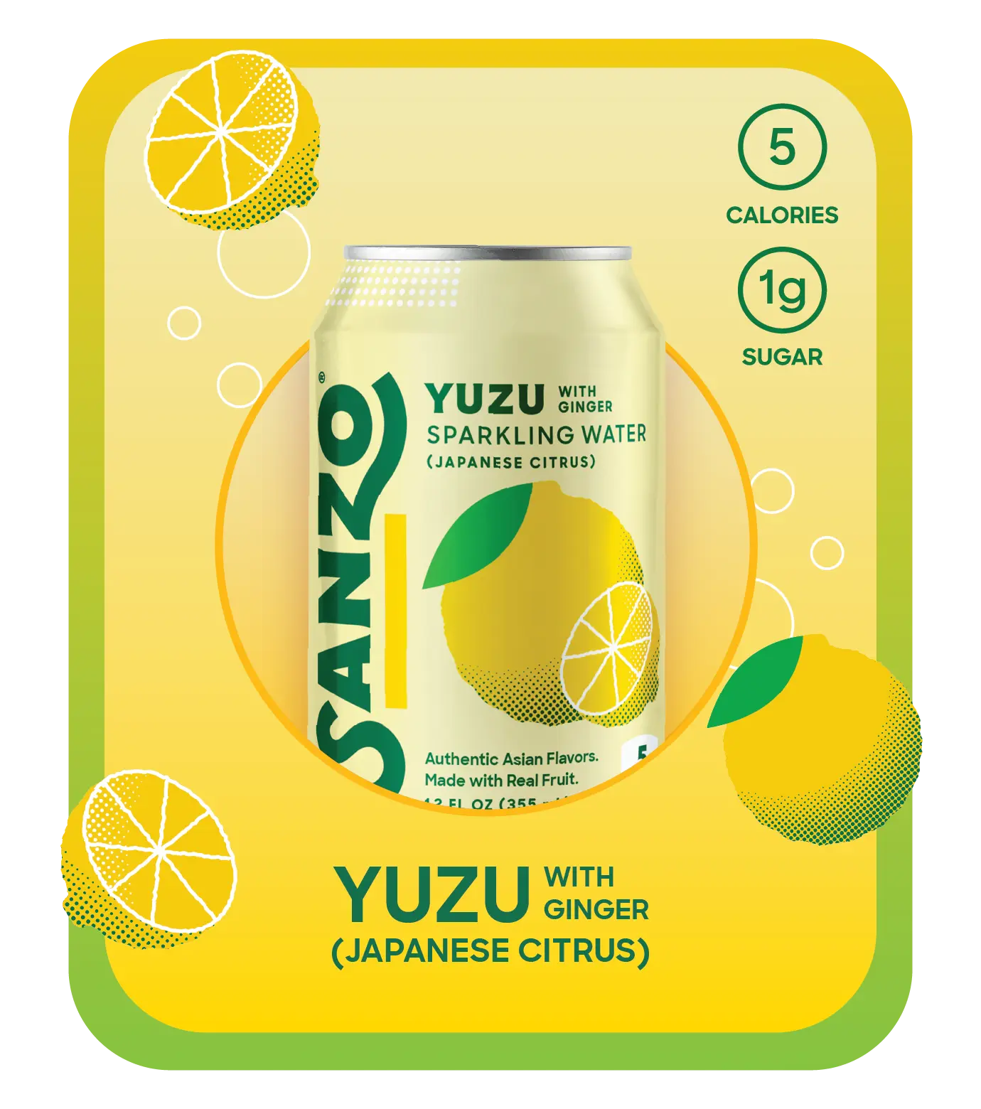 Yuzu with Ginger (Japanese Citrus) Sparkling Water | 12-pack