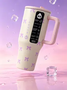 HydroJug 40oz Purple Bow with Handle Insulated Cup 24-Hour Cold Retention Stainless Steel Travel Cup Leak-Proof BPA-Free Fits Cup Holder Iced Coffee Car Office Drinkware Water Bottle - Bottle