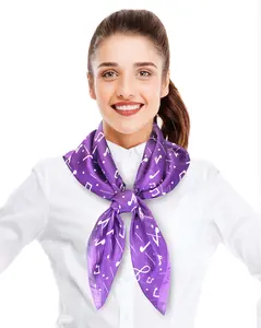 CBC Crown Lightweight Music Notes Print 35" x 35" Square Silk Feeling Scarf - Purple