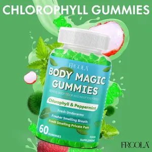 Frcola Body Magic Chlorophyll Gummies, Supports Healthy Skin and Body Detox, Internal Deodorant, Orchard Fruit Flavored, 60 Gummies