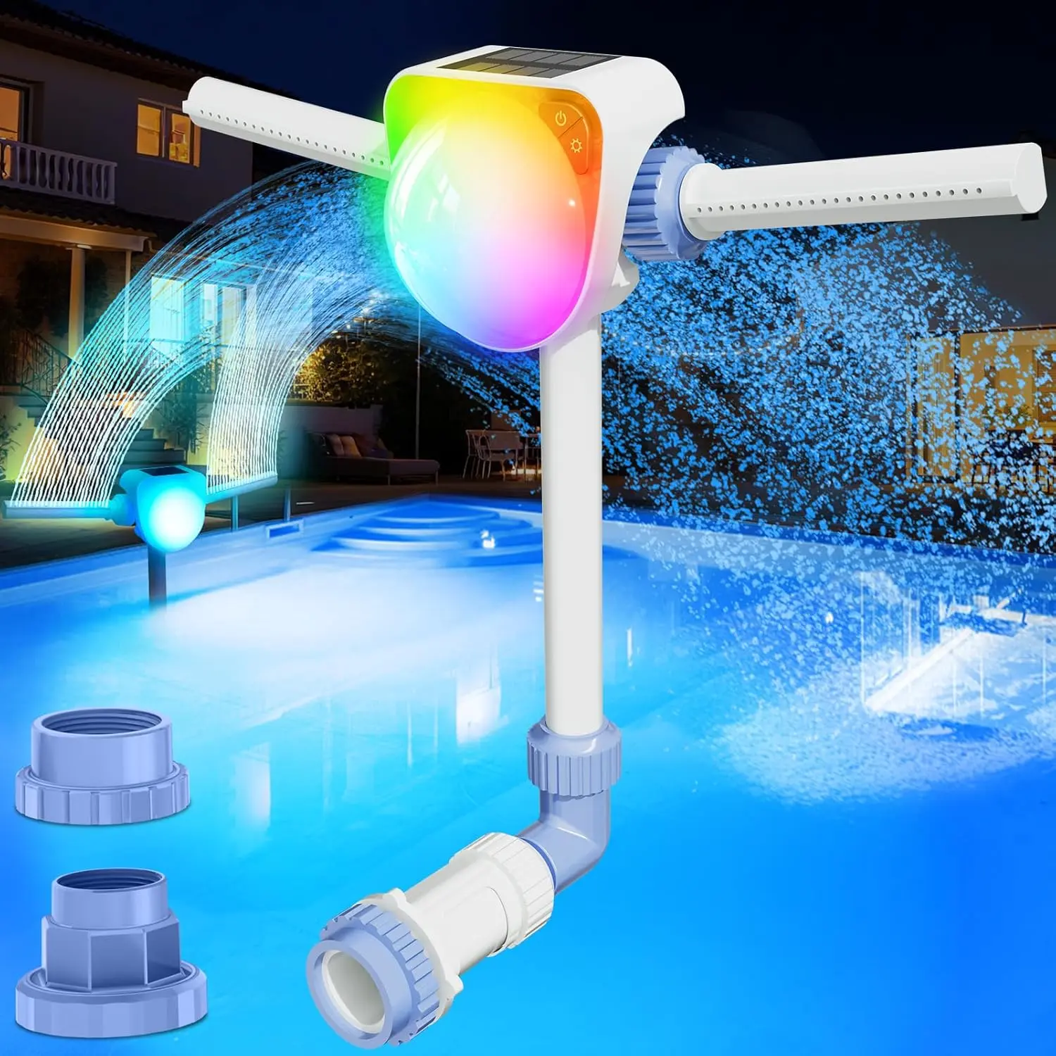 2025 Fountain Light Show,Dual Spray Sprinkle Pool Fountains for Inground Pool Waterfall,Swimming Pool Fountains,Pool Sprayer Fountain for Pool Cooling-