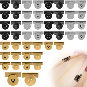 Sets Magnetic Snaps, Magnetic Buttons Sew On Cls Snap Fastener Magnets NoSew Closure for Purses Bags Totes Clothes Leather Sewing Craft (Dark Gray, Gold, Silver)