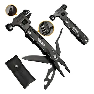 Adjustable Wrench Multitool Hammer for Survival,16 in 1 Multitools Pliers with Nylon Sheath,Pocket Knife Multi Screwdriver Tool All in One Camping Accessories for Stocking Stuffers for Men