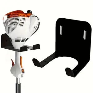 2PCS Heavy Duty Lawn Mower Wall Mount Brackets, Steel Garage Storage Rack with Tool Hooks and Airflow Slots, Durable Space Saving Organizer for Lawn Mowers and Garden Equipment